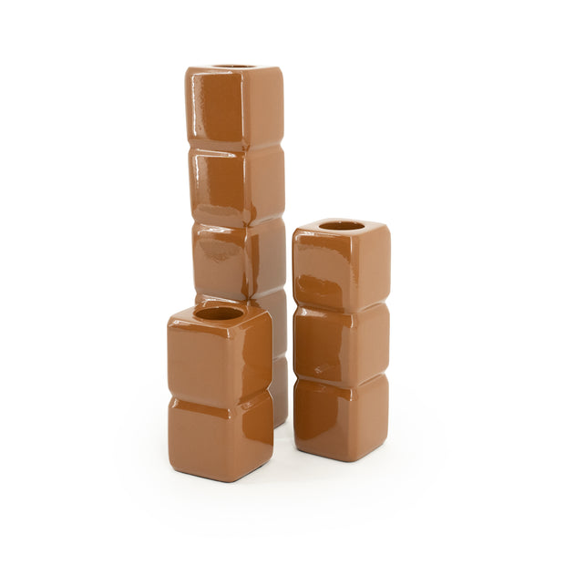 Kandelaren set / 3 - Cube mustard