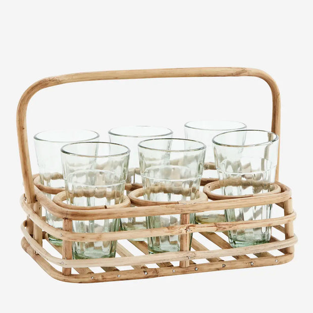 Bamboe houder incl. 6 glaasjes