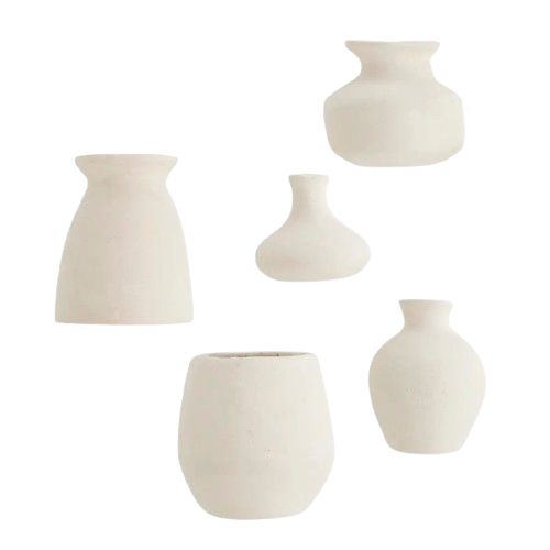 Wandvazen van papier-maché - Set van 5