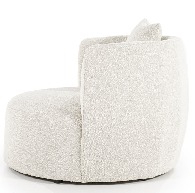 Fauteuil Louis spark beige van het merk Eleonora, prachtige ronde fauteuil in een boucléstof