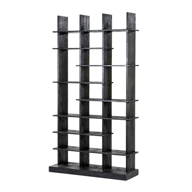 Open zwarte houten kast 