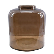Extra grote bruine heldere vaas in glas in mooie afgeronde vorm