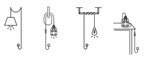 Linnen kabel met aan - en uitknop verlichting  natuurlijke woonstijl