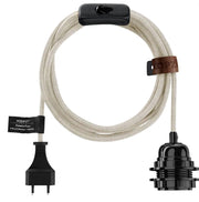 Linnen kabel met aan - en uitknop verlichting  natuurlijke woonstijl