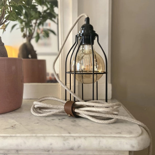Linnen kabel met aan - en uitknop verlichting  natuurlijke woonstijl