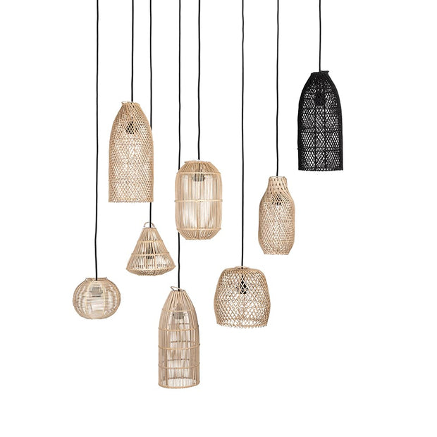 Rotan hanglamp in ovale vorm in mooie naturelle kleur 