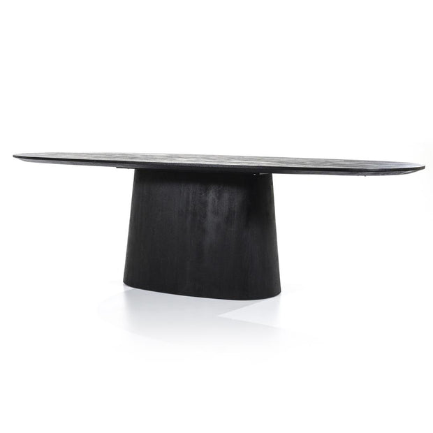 Ovale zwarte eettafel