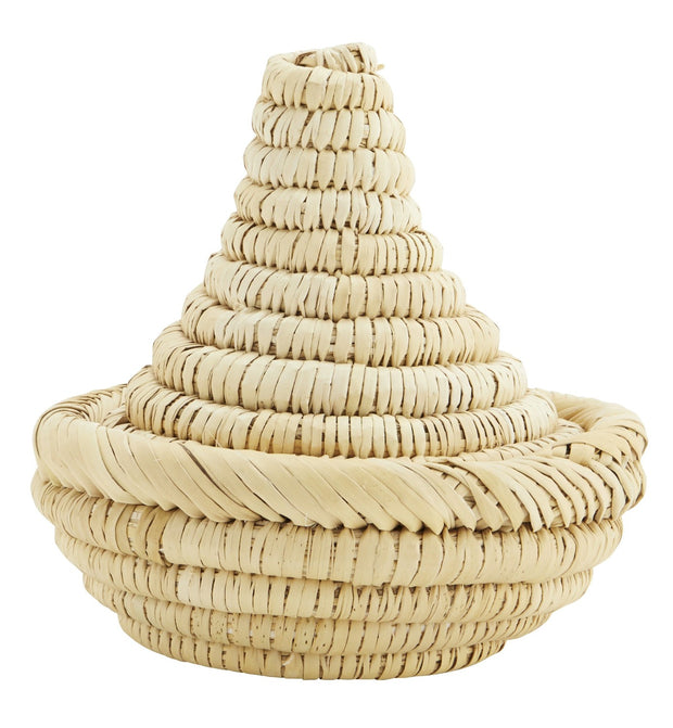 Klein natuurlijk mandje in de vorm van een tajine waar je het deksel kan openen en sluiten